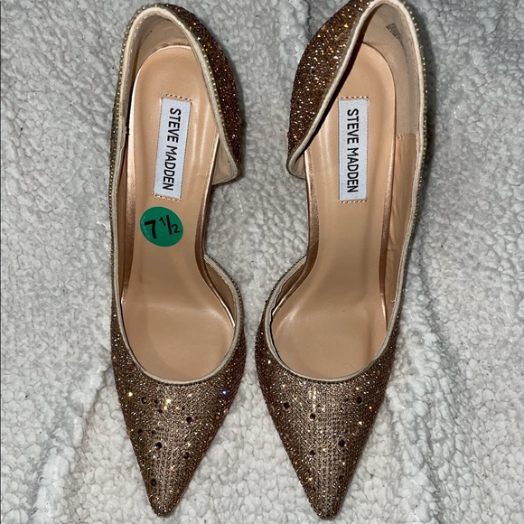 NWOT Steven Madden Rose Gold Crystal Rhinestone Heels Size 5.5, 8, 8.5 - Picture 3 of 7